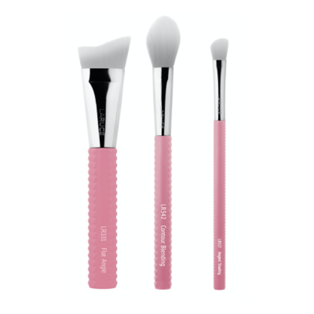 LARUCE BEAUTY  3-Piece Contour Brush Set with @ServicedbyE Limited Edition Pouch